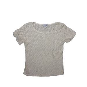 Vintage Crinkle Cream Textured Shirt Minimalist Jaipur T-Shirt Women’s Medium